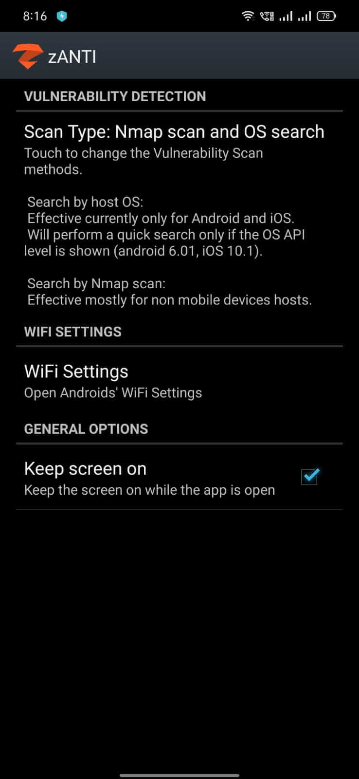 Screenshot zAnti APK v3.20 untuk Cek Keamanan Jaringan