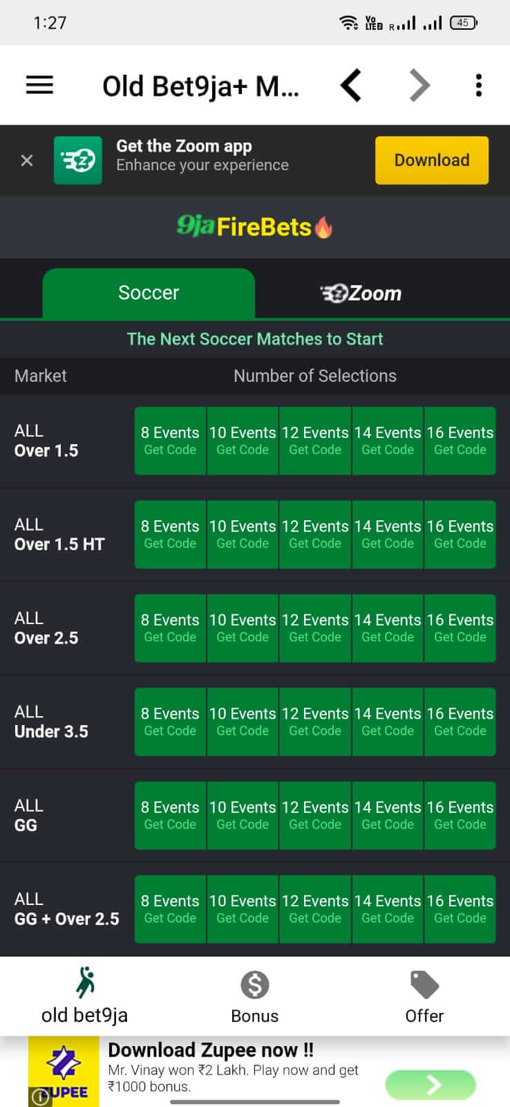 Screenshot Old Bet9ja Mobile APK
