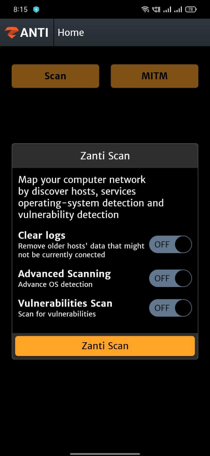 Screenshot zAnti APK v3.20 untuk Cek Keamanan Jaringan