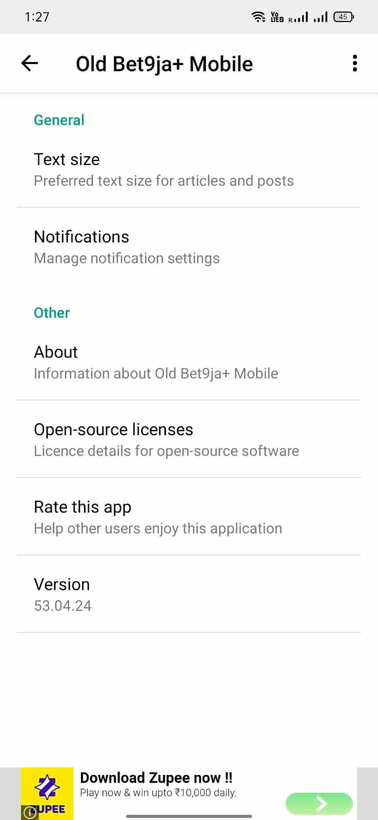 Screenshot Old Bet9ja Mobile APK