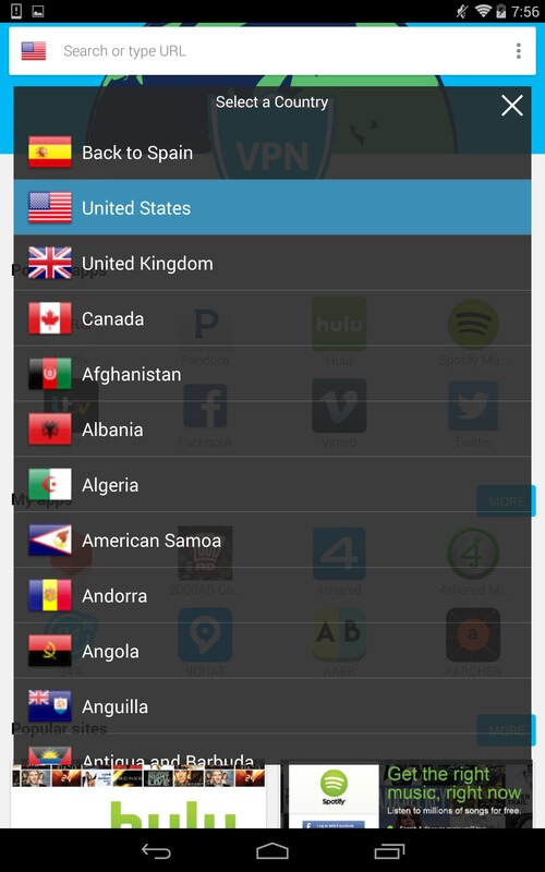 Screenshot Hola VPN APK